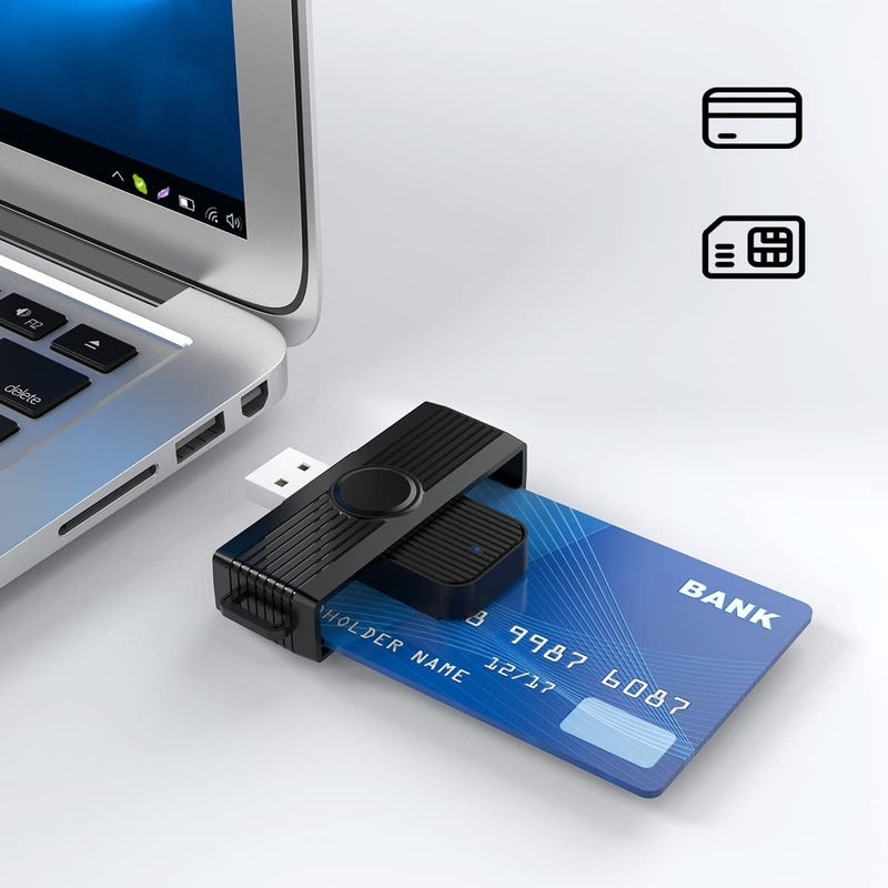 Rocketek CAC Reader, DOD Military USB Common Access CAC Card Reader, Smart Card Reader Compatible with Windows, Mac OS and Linux - Image 1